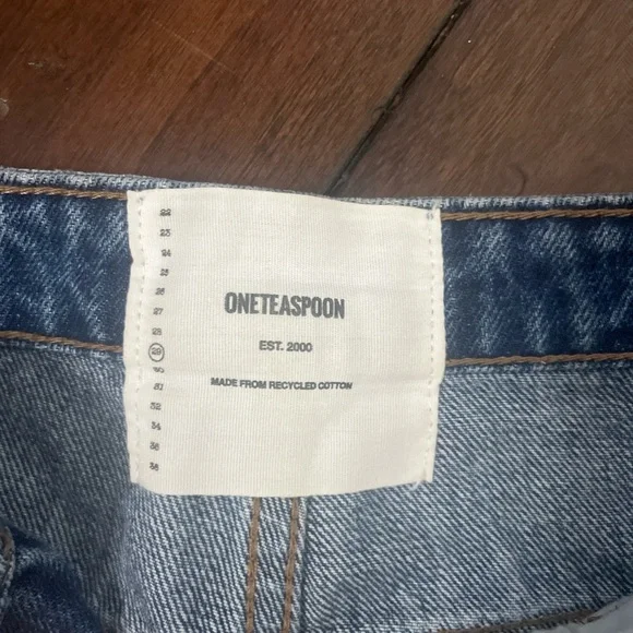One Teaspoon Blue Distressed Jean Shorts - Picture 3 of 3